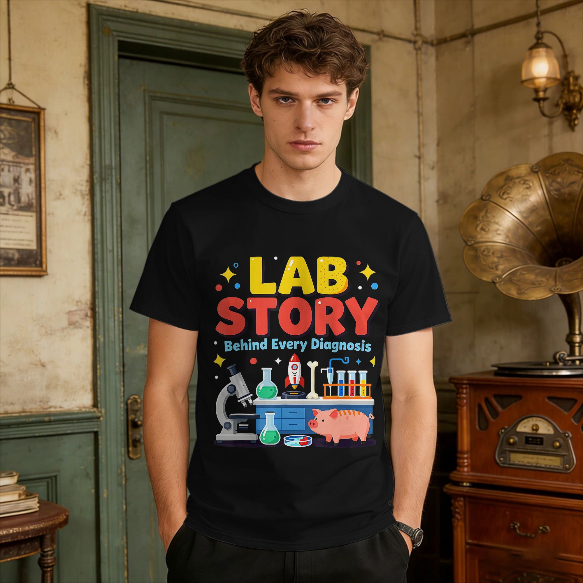 Medical Lab Week - Camisetas masculinas da equipe de técnicos